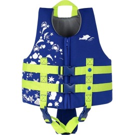 Oldpapa Kids Swimming Vest, Children Swimming Jackets With Crotch Strap Summer Water Sport Assistance Float Jacket Swimwear For Boys Girls Toddler(Rose S) (Medium, Blue)