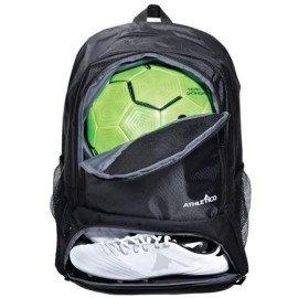 Athletico Youth Soccer Bag - Soccer Backpack & Bags For Basketball, Volleyball & Football Includes Separate Cleat And Ball Compartment (Black)