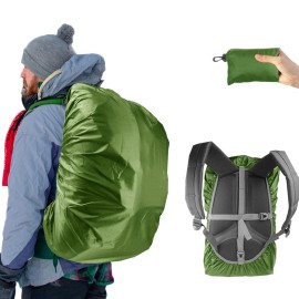 Frelaxy Waterproof Backpack Rain Cover, Upgraded Triple Waterproofing, Antislip Cross Buckle Strap (Army Green, L (For 35L-50L Backpack))