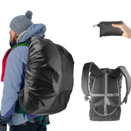 Frelaxy Waterproof Backpack Rain Cover, Upgraded Triple Waterproofing, Antislip Cross Buckle Strap (Black, L (For 35L-50L Backpack))