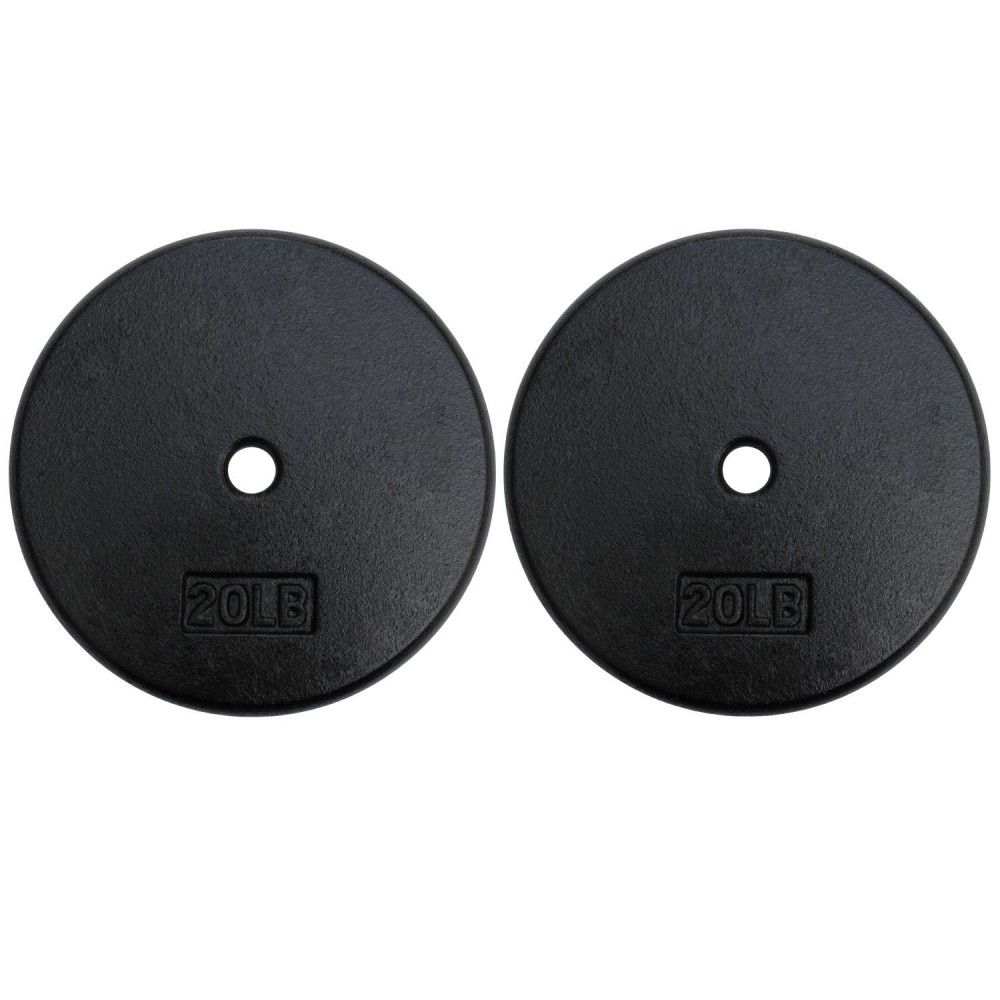 A2Zcare Standard Cast Iron Weight Plates 1-Inch Center-Hole For Dumbbells, Standard Barbell 10, 15, 20, 25 Lbs (20 Lbs - Pair)