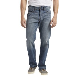 Silver Jeans Co Mens Gordie Loose Fit Straight Leg Jeans, Medium Vintage, 30W X 34L