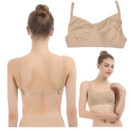 Imucci Professional Beige Clear Back Bra No Sponge Backless Bra For Ballet Equipment Dance