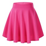 Exchic Womens Casual Stretchy Flared Mini Skater Skirt Basic A-Line Pleated Midi Skirt (Xl, Mini-Rose)