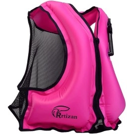 Rrtizan Swim Vest For Adults, Buoyancy Aid Swim Jackets - Portable Inflatable Snorkel Vest For Swimming, Snorkeling, Kayaking, Paddle Boating And Other Low Impact Water Sports Safety(Pink, S-M)
