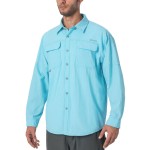 Naviskin Mens Sun Protection Fishing Shirts Upf 50 Long Sleeve Sun Shirts For Men Pfg Hiking Travel Shirts Blue Size L