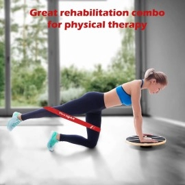 Yes4All Combo Wooden Wobble Balance Board & Loop Resistance Bands, Special Combo Balance Board for Physical Therapy, Core Training, Home Gym Workout