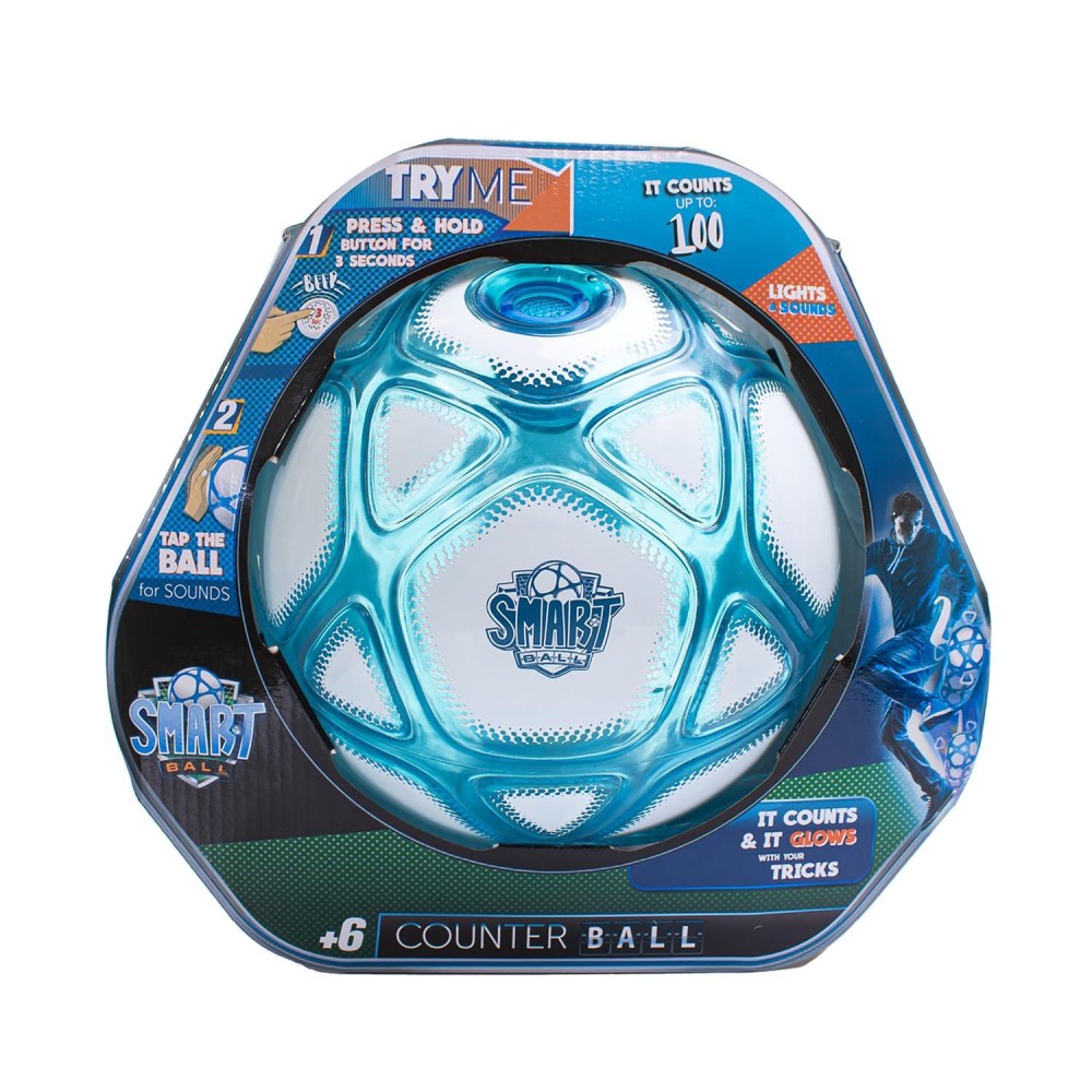 Smart Ball Sbcb1B Football Gift For Boys And Girls From 6 Years Old Kick Up Counting Power Ball With Bright Lights And Sounds Training For Children, White And Blue