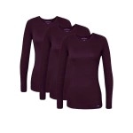 Sivvan Scrubs For Women - Long Sleeve Comfort Underscrub Tee 3-Pack - S85003 - Eggplant - Xs