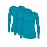 Sivvan Scrubs For Women - Long Sleeve Comfort Underscrub Tee 3-Pack - S85003 - Teal Blue - Xxs