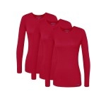 Sivvan Scrubs For Women - Long Sleeve Comfort Underscrub Tee 3-Pack - S85003 - Red - S