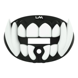 Loudmouth Football Mouth Guard - 3D Beast Football Mouthpiece, Fits Adult & Youth, Mouth Guard Football Accessories (3D Beast - Black W/White Teeth)