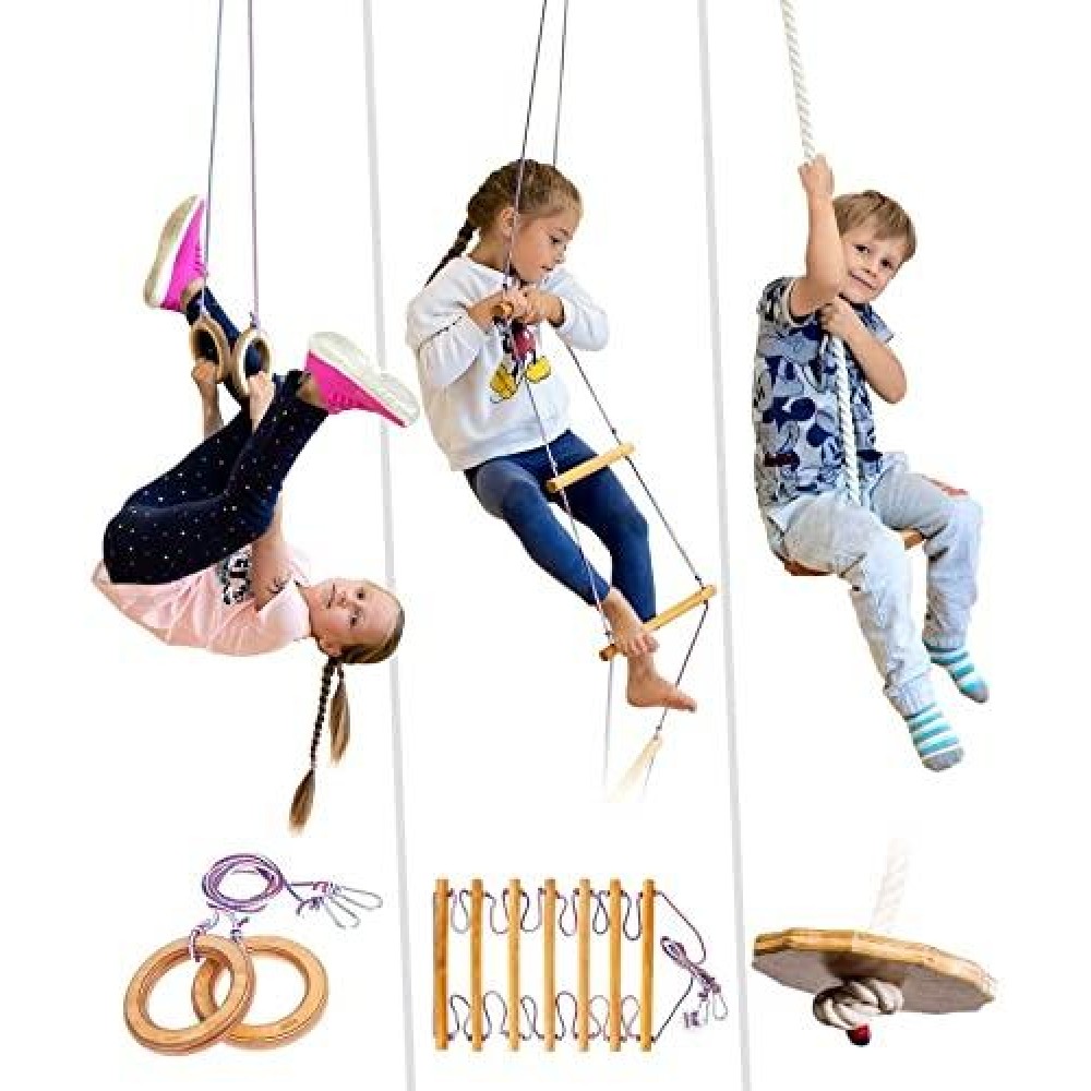 Evas Kids Gym Play Set - Gymnastics Kit Include Swing, Climbing Ladder, Gymnastics Rings