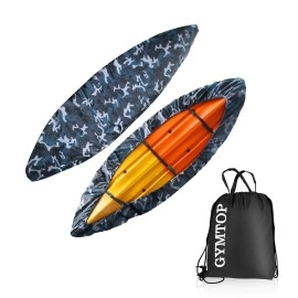 7.8-18Ft Waterproof Kayak Canoe Cover-Storage Dust Cover Uv Protection Sunblock Shield For Fishing Boat/Kayak/Canoe 7 Sizes [Choose Color] (Ocean Camo(Upgraded), Suitable For 9.3-10.5Ft Kayak)