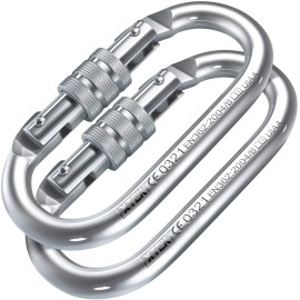25Kn Climbing Carabiner - Uiaa Ce Rated 5620Lb - Heavy Duty Twist Locking Carabiner Clip - Industrial Strength Large Steel Oval Caribeaner - Rock Climbing Caribeener Clips For Rigging, Ropes