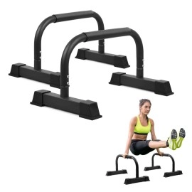 Yes4All Non-Slip Steel Push Up Stand, Parallel Bars, Parallettes With Rubber Feet, Supports Calisthenics Exercises And Upper Body Strength Workouts - Black