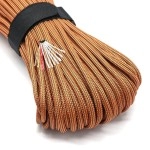 Survival Paracord Rope Pskook 100 Feet Fire Starter Parachute Cord 7-Strand Nylon With Red Tinder Cord Pe Fishing Line Cotton Thread For Outdoor Lanyards, Bracelets, Handle Wraps (Orange Stripe)