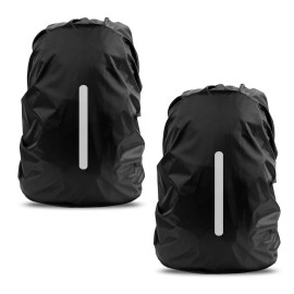 Lama 2Pcs Waterproof Rain Cover For Backpack, Reflective Rainproof Protector For Anti-Dust And Anti-Theft S 18L-25L Black