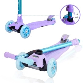 Kick Scooter Kids Scooter 3 Wheel Scooter, 4 Height Adjustable Pu Wheels Extra Wide Deck Best Gifts for Kids, Boys Girls