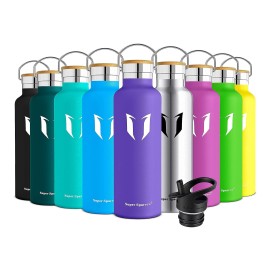Super Sparrow Water Bottle Double Wall Vacuum Insulated Stainless Steel - 1000Ml - Standard Mouth - Leak Proof Sports Bottle - Non-Toxic Bpa - 2 Lids + Bottle Pouch