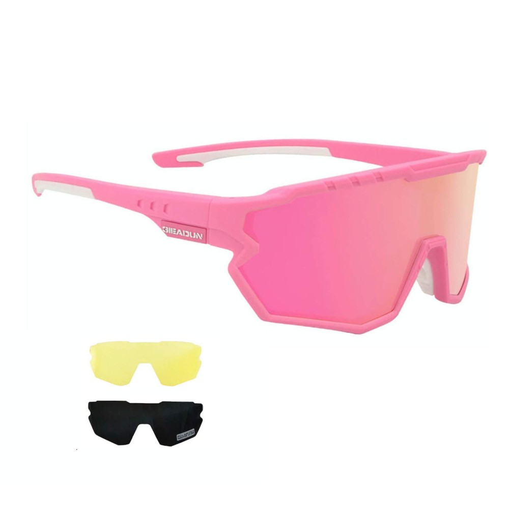 GIEADUN Sports Sunglasses Cycling Glasses Polarized Cycling, Baseball,Fishing, Ski Running,Golf (Pink)