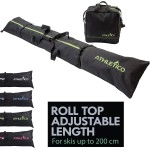 Athletico Two-Piece Ski And Boot Bag Combo Store & Transport Skis Up To 200 Cm And Boots Up To Size 13 Includes 1 Ski Bag & 1 Ski Boot Bag (Black With Green Trim)