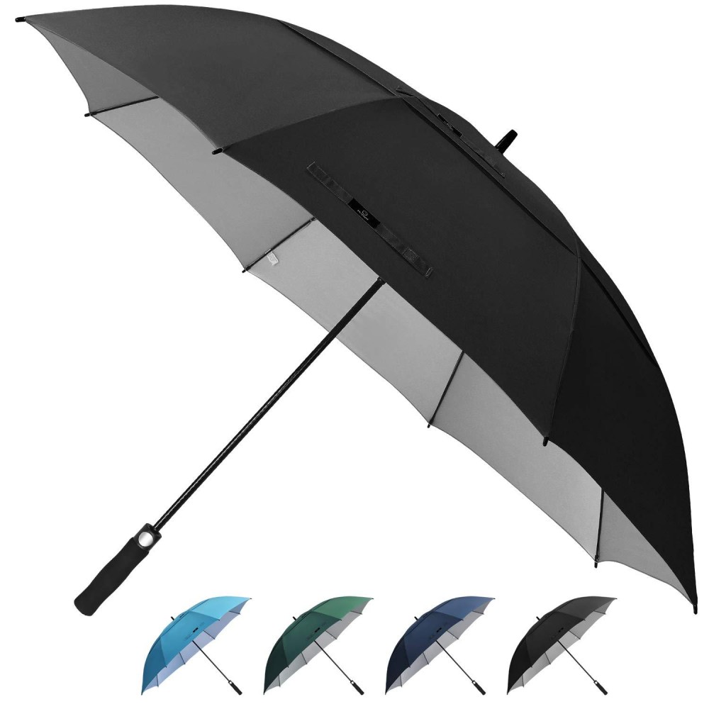 Prospo 68 Inch Extra Large Golf Umbrella, Double Canopy Automatic Open Sun Rain Stick Umbrellas, Windproof Waterproof Oversized Umbrellas With Uv Protection For Men, Women And Family (Black Xl)