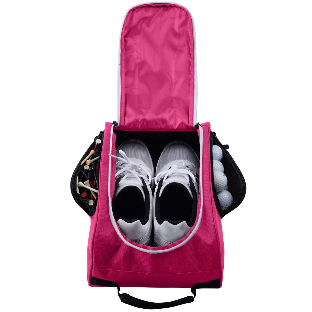 Athletico Golf Shoe Bag - Zippered Shoe Carrier Bags With Ventilation & Outside Pocket for Socks, Tees, etc. (Pink)