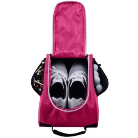 Athletico Golf Shoe Bag - Zippered Shoe Carrier Bags With Ventilation & Outside Pocket for Socks, Tees, etc. (Pink)