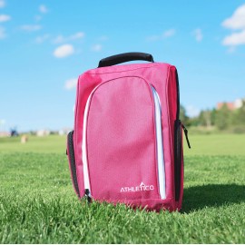 Athletico Golf Shoe Bag - Zippered Shoe Carrier Bags With Ventilation & Outside Pocket for Socks, Tees, etc. (Pink)