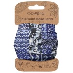 Karma Gifts Indigo Patchwork Headband For Women - Medium - Fabric Headband And Stretchy Hair Scarf - Navy Blue