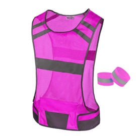 247 Viz Reflective Running Vest For Women & Men,High Visibility Reflector Vest With 2 Bands,Lightweight & Comfy Running Gear