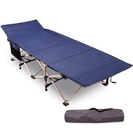 Redcamp Folding Camping Cots For Adults Heavy Duty, 28 Extra Wide Sturdy Portable Sleeping Cot For Camp Office Use, Blue
