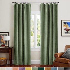 Lazzzy Velvet Curtains Green Thermal Insulated Curtains 96 Inch Long Heavy Duty Drapes Room Darkening Blackout Curtains Bedroom Window Treatment Set Of 2 Panels Rod Pocketasage