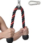 Tricep Rope 27 & 35 Inches 2 Colors Fitness Attachment Cable Machine Pulldown Heavy Duty Coated Nylon Rope With Solid Rubber Ends (27'' Black&Red)