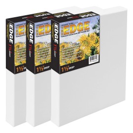 Edge All Media Cotton Deluxe Stretched Canvas - Gallery Ready 1-12 Deep, Triple Acrylic Primed Canvas - 3 Pack - 4X4]