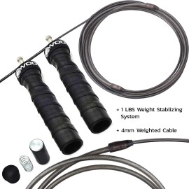 Weighted Jump Rope for Women & Men - 1 Pound (1LB) Adjustable Heavy Speed Jump Rope Handles with Removable Weights 4Crossfit, Cross Training, Boxing.