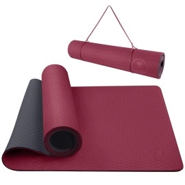 Iuga Yoga Mat Non Slip Textured Surface, Reversible Dual Color, Eco Friendly Yoga Mat With Carrying Strap, Thick Exercise & Workout Mat For Yoga, Pilates And Fitness (72X 24X 6Mm)
