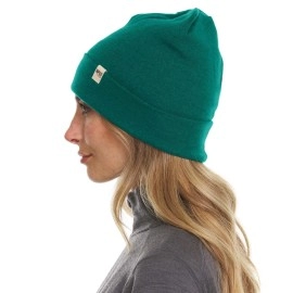 Ridge Cuff Beanie - 100% Merino Wool - Warm Winter Hat - Emerald Green