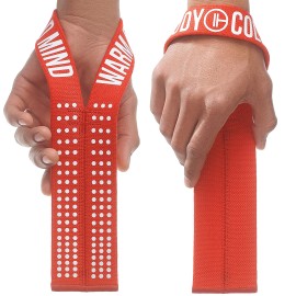 Warm Body Cold Mind V1 Lifting Wrist Straps For Olympic Weightlifting, Powerlifting, Bodybuilding, Functional Strength Training, For Cross Training - Heavy-Duty Cotton Wrist Wraps, Pair (Red/White)
