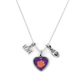 Aminco NCAA Clemson Tigers Charmed Sport Love Pendant Necklace