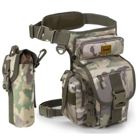 Jueachy Drop Leg Bag For Men Tactical Metal Detecting Thigh Pack With Water Bottle Pouch