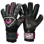 Renegade Gk Triton Frenzy Goalie Gloves With Pro-Tek Fingersaves 353Mm Super Grip 4Mm Duratek Black Pink Goalkeeping Gloves (Size 9, Youth-Adult, Roll-Neg Hybrid Cut, Level 2)