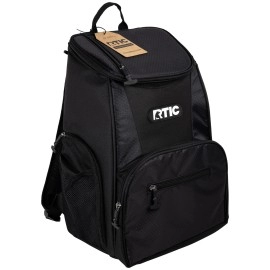 Rtic Lightweight Backpack Cooler, Black, 15 Can, Portable Insulated Bag, For Men & Women, Great For Day Trips, Picnics, Camping, Hiking, Beach, Or Park