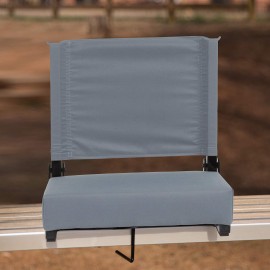 Flash Furniture Grandstand Comfort Seats by Flash - Gray Stadium Chair - 500 lb. Rated Folding Chair - Carry Handle - Ultra-Padded Seat