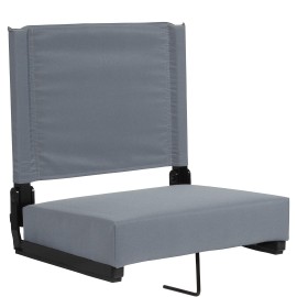 Flash Furniture Grandstand Comfort Seats by Flash - Gray Stadium Chair - 500 lb. Rated Folding Chair - Carry Handle - Ultra-Padded Seat