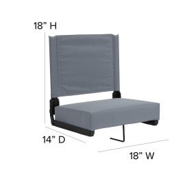 Flash Furniture Grandstand Comfort Seats by Flash - Gray Stadium Chair - 500 lb. Rated Folding Chair - Carry Handle - Ultra-Padded Seat