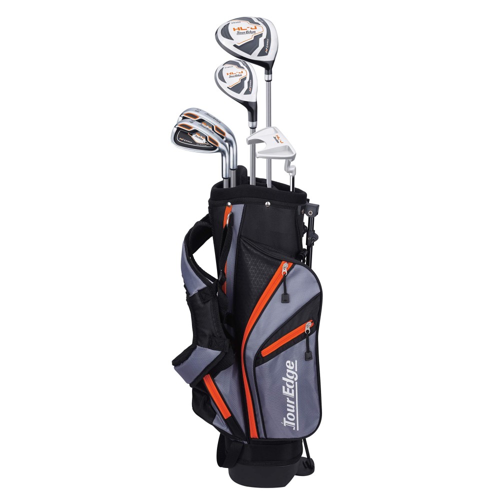 Tour Edge Hl-J Junior Complete Golf Set With Bag (Left Hand Graphite 1 Putter 2 Irons 1 Hybrid 1 Wood 5-8 Yrs) Orange