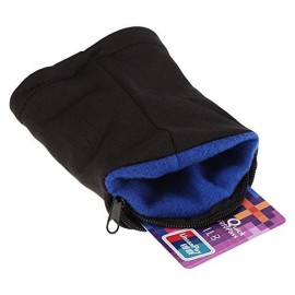 Wrist Wallet Pouch Band Fleece Zipper Running Travel Gym Cycling Safe Sport Coin Key Storage Lightweight(Blue)