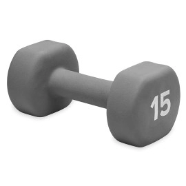 Gaiam Neoprene Dumbbell Hand Weight, Grey, 15 lb (Sold as Single Dumbbell)